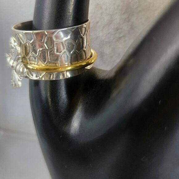 Bumblebee Spinner ring Handmade Sterling Silver 925 Stamped Sz 10 - Picture 4 of 10